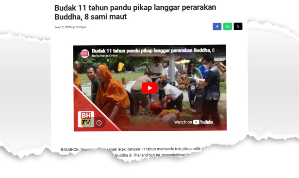 Wanita dipecat selepas salahkan sami dalam nahas maut di Thailand