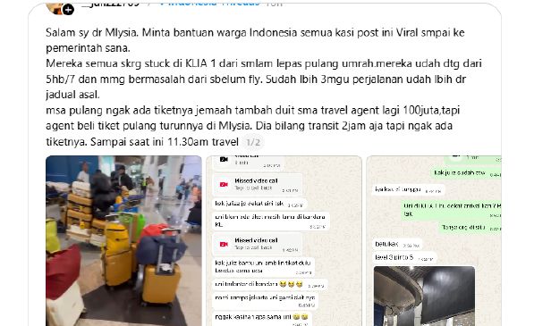 Tular 24 jam terkandas di KLIA, jemaah umrah Indonesia akhirnya selamat pulang
