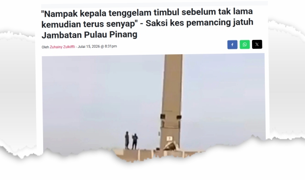 Pemancing ditemukan lemas 2km dari lokasi terjatuh di Jambatan Pulau Pinang